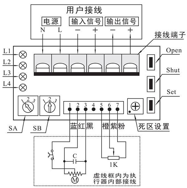华易科技电动阀 控制模块 接口示意图